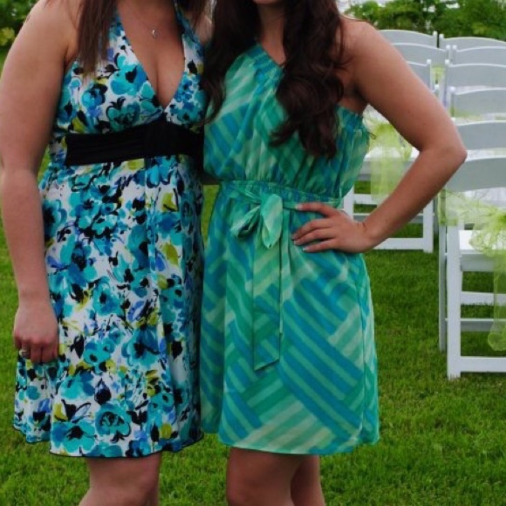 Green and blue garden dress